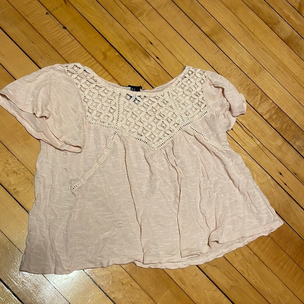 Semi sheer S baby pink crop top